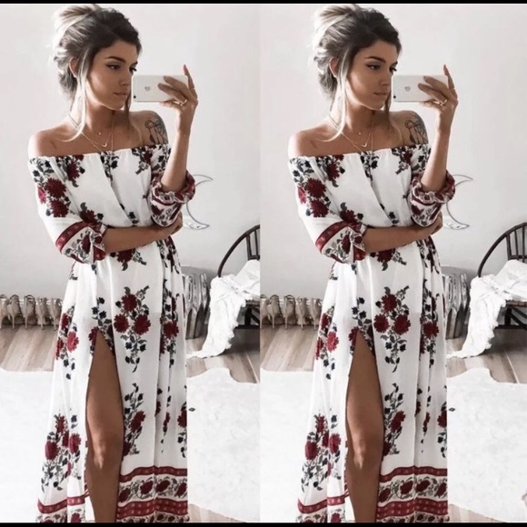 🌹”FRANCESCA” OFF THE SHOULDER MAXI DRESS🌹 - Picture 1 of 3